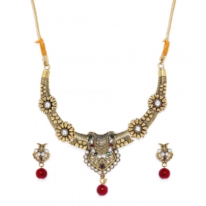 Generic Women's Rose Gold Plated Alloy Necklace & Earings Set (Multicolor)