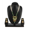 Dropship Women's Rose Gold Plated Alloy Necklace &amp; Earings Set (Green)