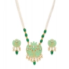 Dropship Women's Rose Gold Plated Alloy Necklace &amp; Earings Set (Green)
