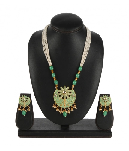Women's Rose Gold Plated Alloy Necklace &amp; Earings Set (Green)