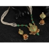 Dropship Women's Rose Gold Plated Alloy Necklace &amp; Earings Set (Green)