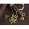Dropship Women's Rose Gold Plated Alloy Necklace &amp; Earings Set (Green)