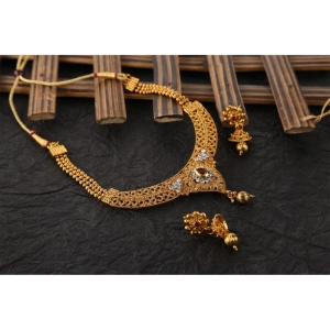 Generic Women's Rose Gold Plated Alloy Necklace & Earings Set (Gold)