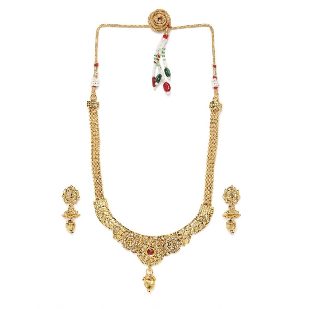 Generic Women's Rose Gold Plated Alloy Necklace & Earings Set (Gold)