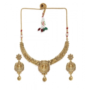 Generic Women's Rose Gold Plated Alloy Necklace & Earings Set (Gold)