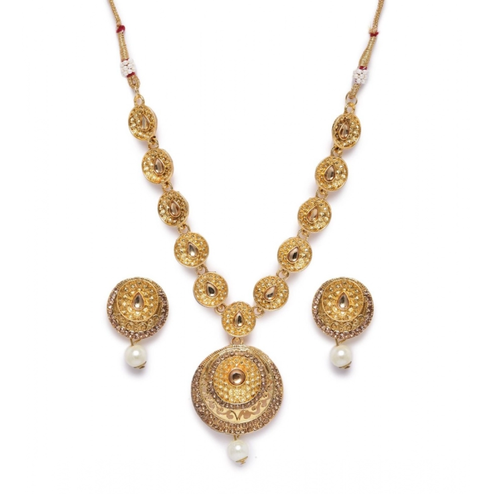 Generic Women's Rose Gold Plated Alloy Necklace & Earings Set (Gold)