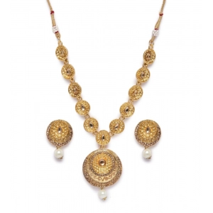 Generic Women's Rose Gold Plated Alloy Necklace & Earings Set (Gold)