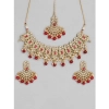 Dropship Women's Rose Gold Plated Alloy Necklace &amp; Earings Set (Red)