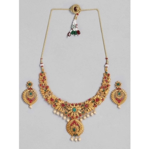 Generic Women's Rose Gold Plated Alloy Necklace & Earings Set (Multicolor)