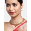 Dropship Women's Rose Gold Plated Alloy Necklace &amp; Earings Set (Green &amp; Red)