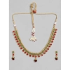 Dropship Women's Rose Gold Plated Alloy Necklace &amp; Earings Set (Green &amp; Red)