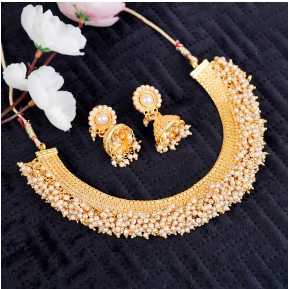 Generic Women's Rose Gold Plated Alloy Necklace & Earings Set (Gold)