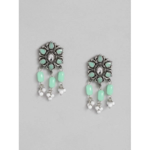 Generic Women's Rose Gold Plated Alloy Necklace & Earings Set (Light Green)