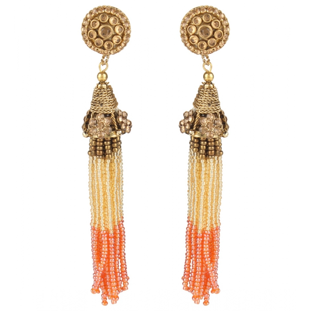 Generic Women's Rose Gold Plated Alloy Earrings (Multicolor)
