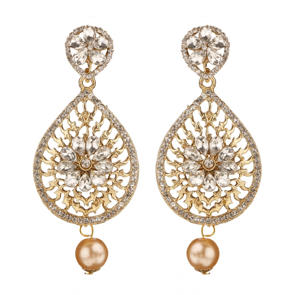 Generic Women's Rose Gold Plated Alloy Earrings (White)