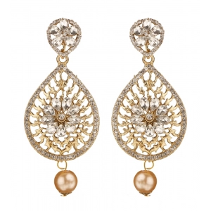 Generic Women's Rose Gold Plated Alloy Earrings (White)