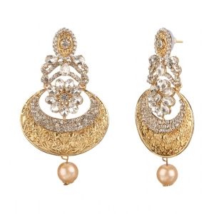 Generic Women's Rose Gold Plated Alloy Earrings (White)