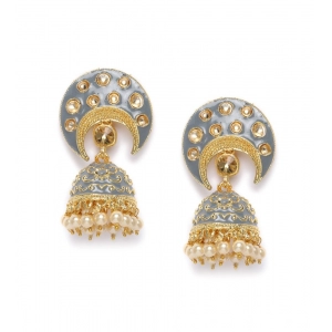 Generic Women's Rose Gold Plated Alloy Earrings (Gold & Grey)