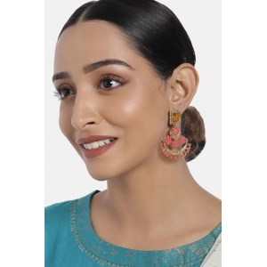 Generic Women's Rose Gold Plated Alloy Earrings (Gold & Pink)