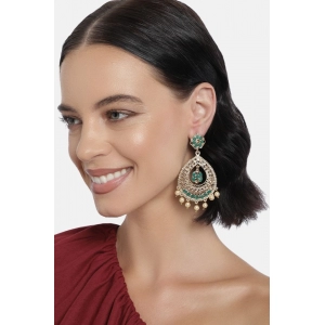 Generic Women's Rose Gold Plated Alloy Earrings (Green)