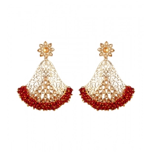 Generic Women's Rose Gold Plated Alloy Earrings (Maroon)