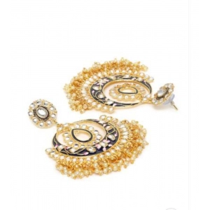 Generic Women's Rose Gold Plated Alloy Earrings (White)