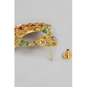 Generic Women's Rose Gold Plated Alloy Earrings (Red & Green)