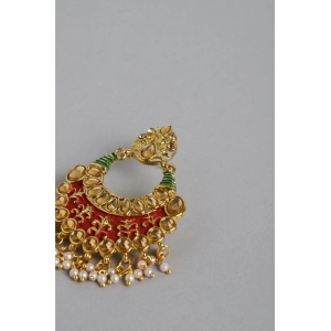 Generic Women's Rose Gold Plated Alloy Earrings (Red & Green)