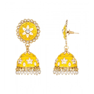 Generic Women's Rose Gold Plated Alloy Earrings (Yellow)