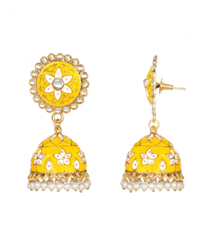 Women's Rose Gold Plated Alloy Earrings (Yellow)