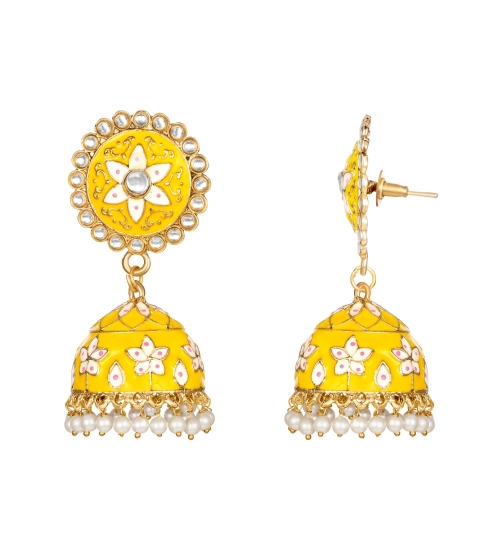 Women's Rose Gold Plated Alloy Earrings (Yellow)
