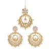 Dropship Women's Rose Gold Plated Alloy Kundan Earrings &amp; Mangtikka (White)