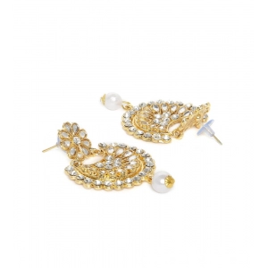 Generic Women's Rose Gold Plated Alloy Kundan Earrings & Mangtikka (White)