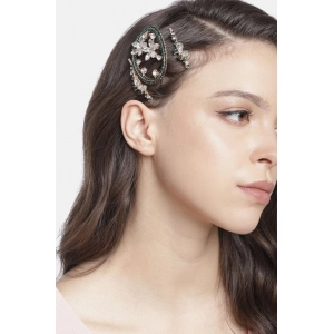Generic Women's Rose Gold Plated Alloy Hair Pin Set (Green)