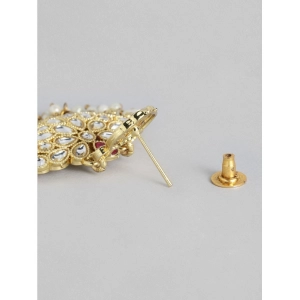 Generic Women's Rose Gold Plated Alloy Kundan Earrings & Mangtikka (White)