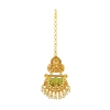 Dropship Women's Rose Gold Plated Alloy Kundan Earrings &amp; Mangtikka (Green)