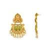 Dropship Women's Rose Gold Plated Alloy Kundan Earrings &amp; Mangtikka (Green)