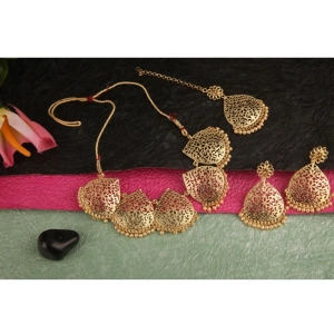 Generic Women's Rose Gold Plated Alloy Necklace & Earings Set (Gold)