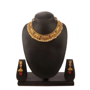 Generic Women's Rose Gold Plated Alloy Necklace & Earings Set (Multicolor)