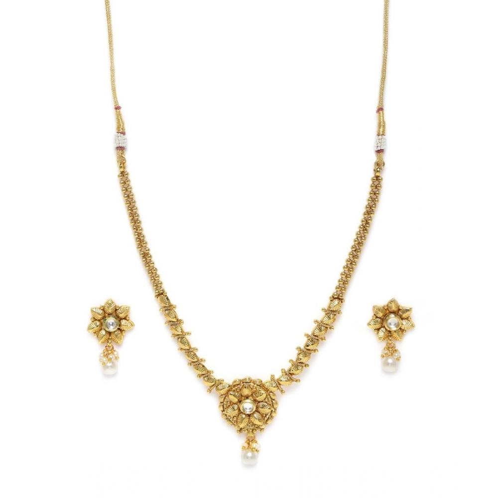 Generic Women's Rose Gold Plated Alloy Necklace & Earings Set (Gold)