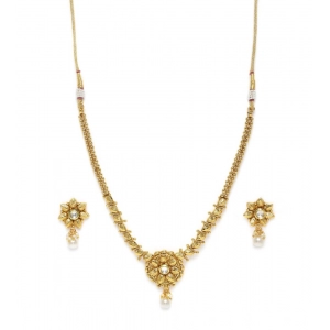 Generic Women's Rose Gold Plated Alloy Necklace & Earings Set (Gold)