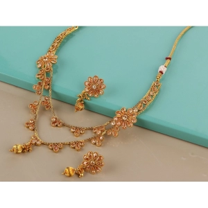 Generic Women's Rose Gold Plated Alloy Necklace & Earings Set (White)