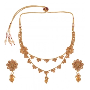 Generic Women's Rose Gold Plated Alloy Necklace & Earings Set (White)