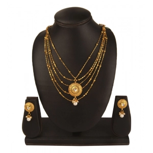 Generic Women's Rose Gold Plated Alloy Necklace & Earings Set (Gold)
