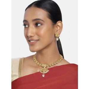 Generic Women's Rose Gold Plated Alloy Necklace & Earings Set (Gold)