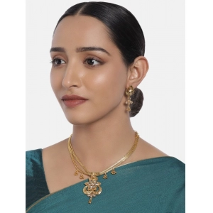 Generic Women's Rose Gold Plated Alloy Necklace & Earings Set (Gold)