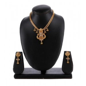 Generic Women's Rose Gold Plated Alloy Necklace & Earings Set (Gold)