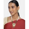 Dropship Women's Rose Gold Plated Alloy Necklace &amp; Earings Set (Green)