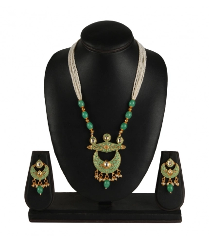 Women's Rose Gold Plated Alloy Necklace &amp; Earings Set (Green)