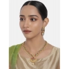 Dropship Women's Rose Gold Plated Alloy Necklace &amp; Earings Set (Green &amp; Red)